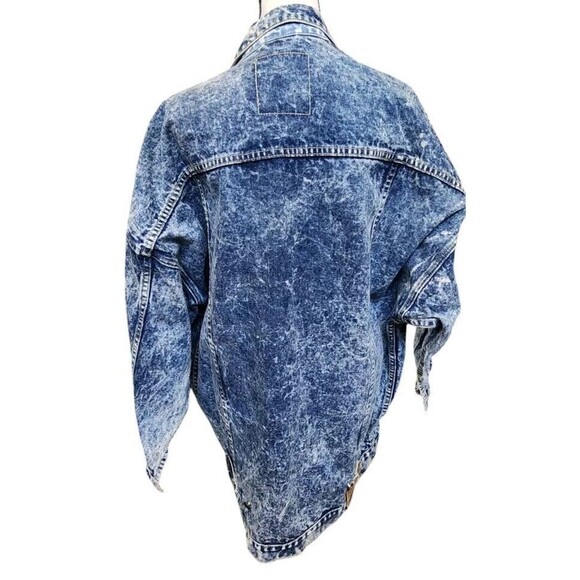 WHIPP Acid Wash Denim Jacket Size Medium Retro Look Oversized Heavy - Picture 4 of 13